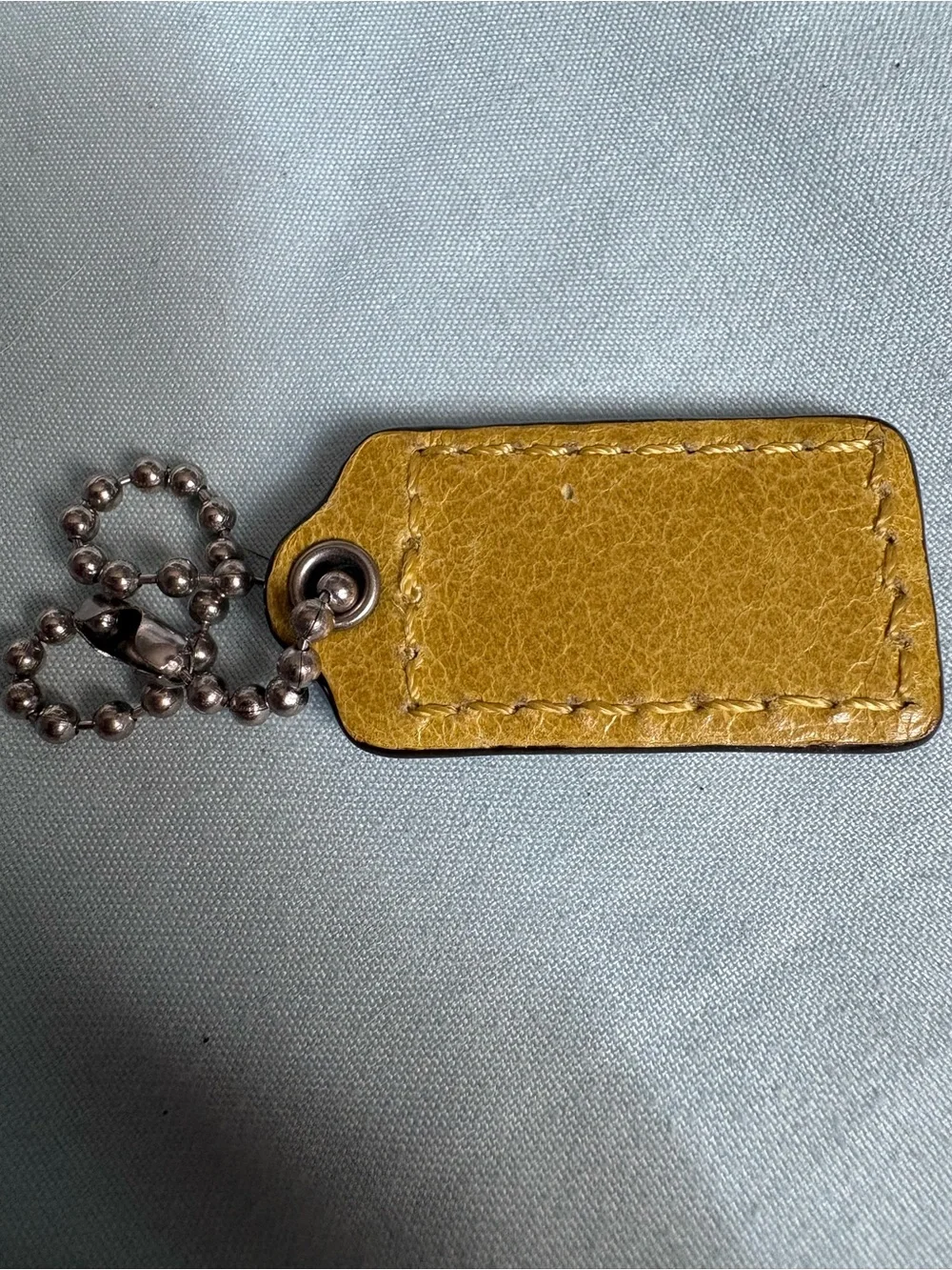 Tiny Coach Yellow Leather Logo Keychain Tag